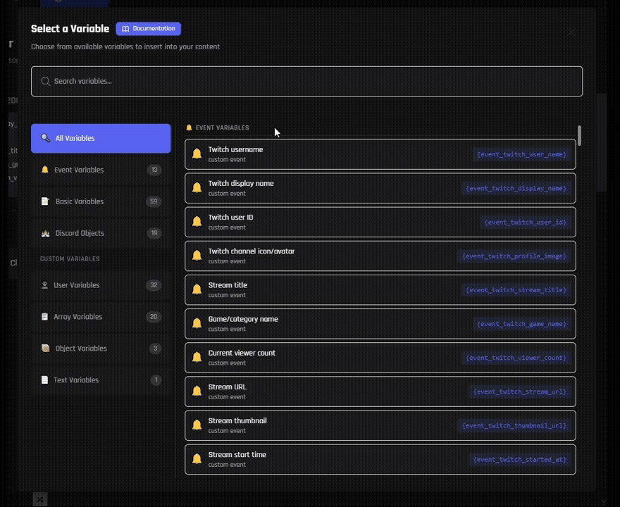 Stream Data Variables